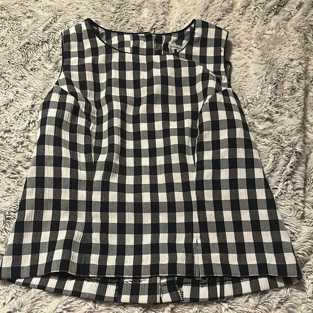 Black and White Vintage Checkered Sleeveless Top Button Back DBY Ltd size 5/6